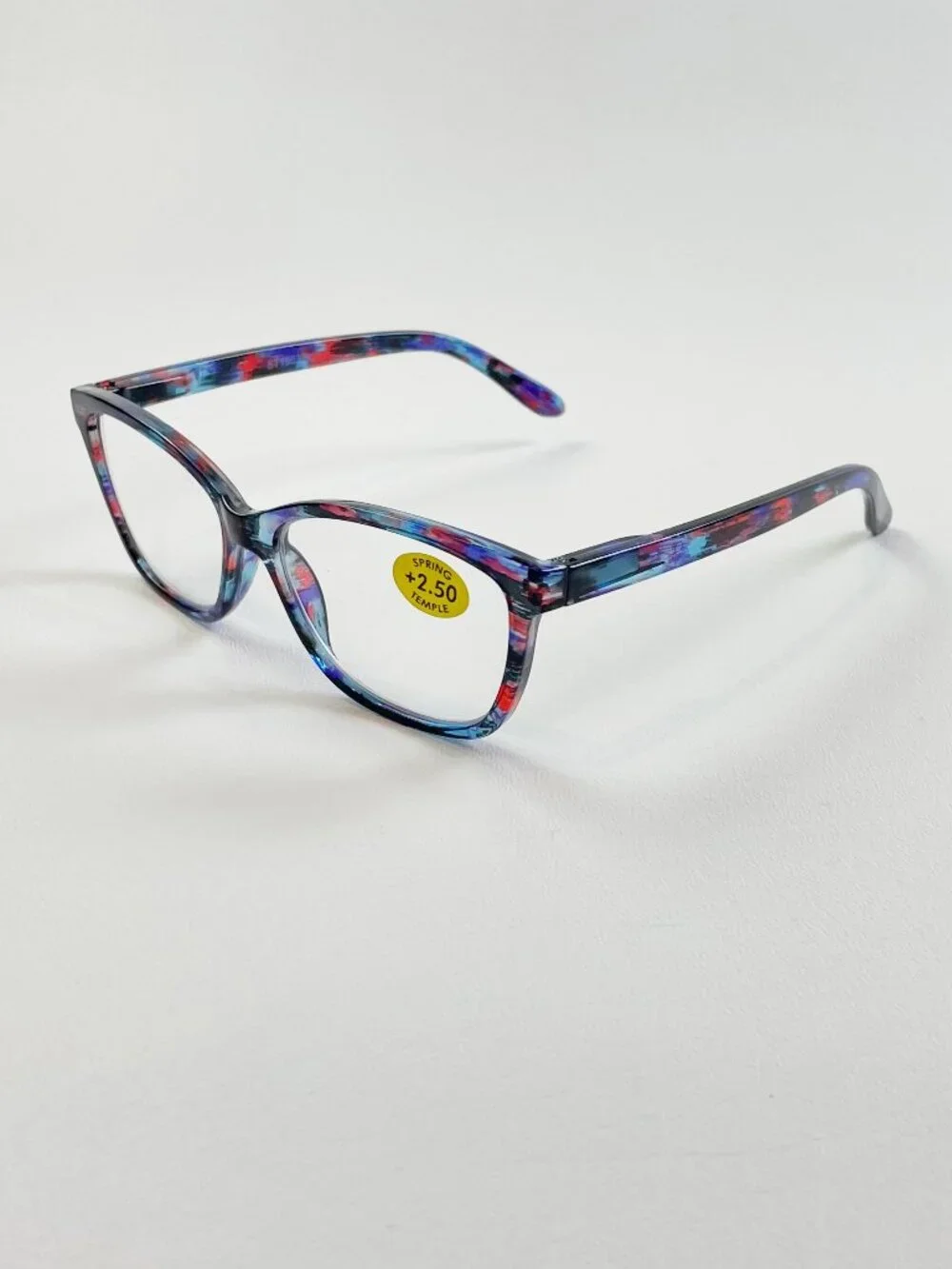 POP Eyewear +2.50 Blue & Red Marble Reading Glasses